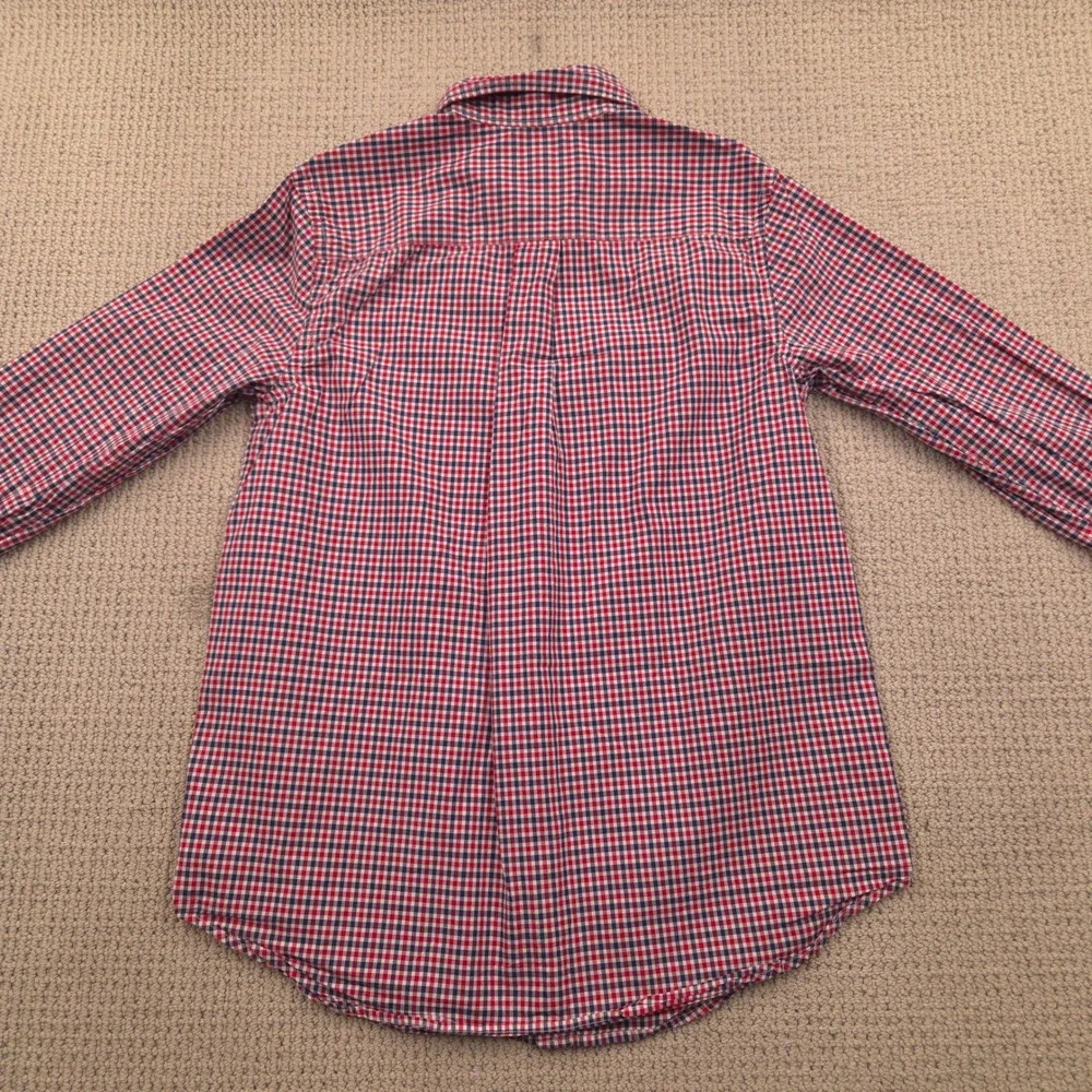 Ralph Lauren Button Down Long Sleeve Shirt Red White Blue Plaid‎ Boys Youth XL
